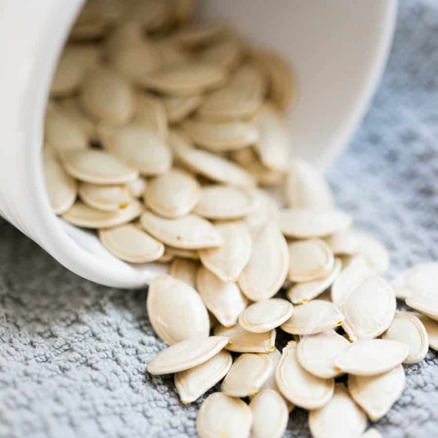 dried pumpkin seeds in an air tight jar