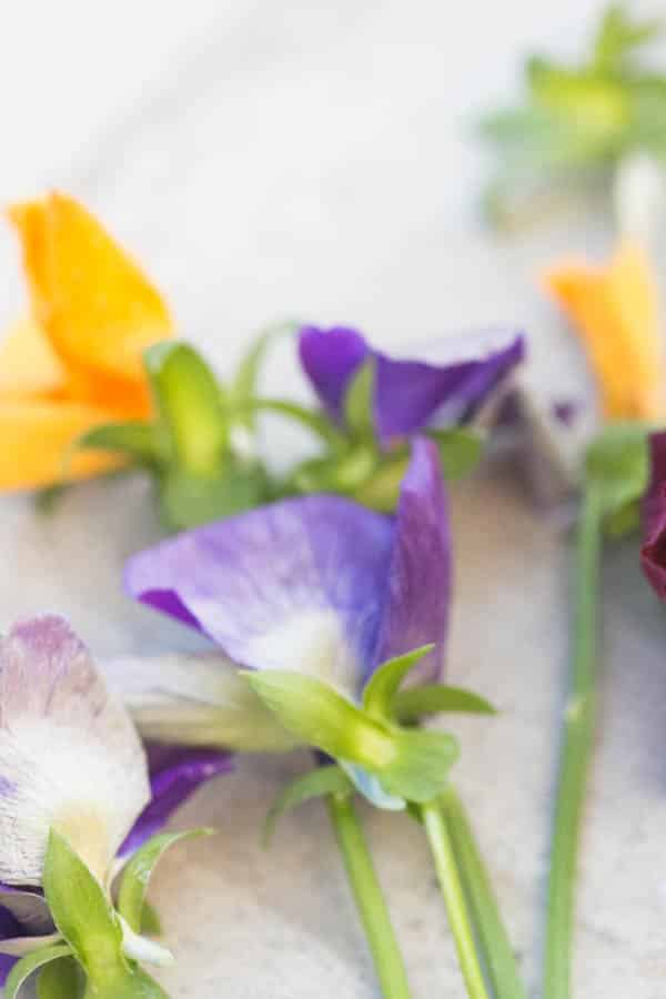 spent pansy flowers that were deadheaded 